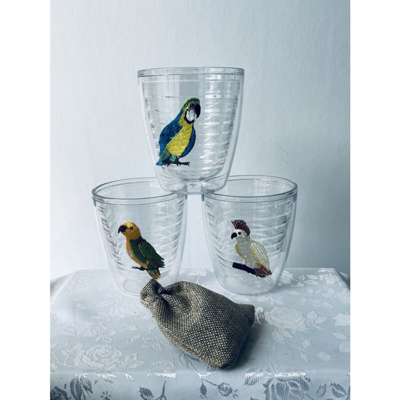 TERVIS Tumblers -Set Of  3 - Parakeet,  Cockatoo & Parrot Embroidered - Picture 2 of 5